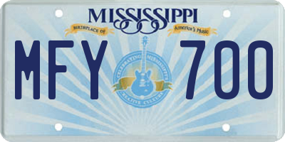 MS license plate MFY700