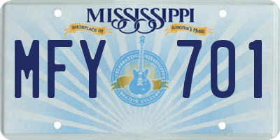 MS license plate MFY701