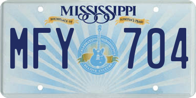 MS license plate MFY704