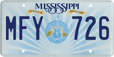 MS license plate MFY726