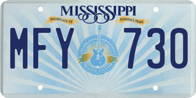MS license plate MFY730