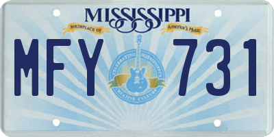 MS license plate MFY731
