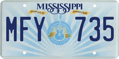 MS license plate MFY735