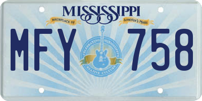 MS license plate MFY758