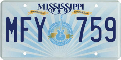 MS license plate MFY759