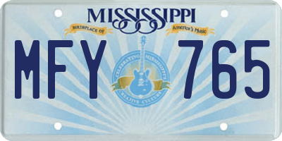 MS license plate MFY765