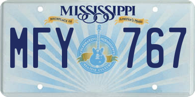 MS license plate MFY767