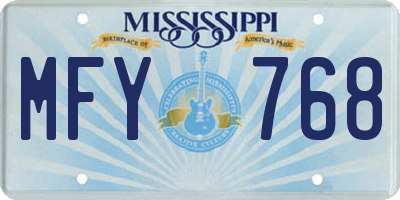 MS license plate MFY768