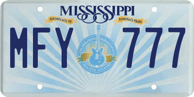 MS license plate MFY777