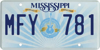 MS license plate MFY781