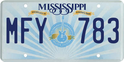 MS license plate MFY783