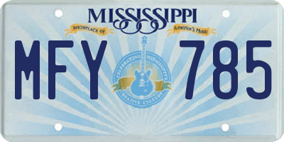 MS license plate MFY785