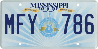 MS license plate MFY786