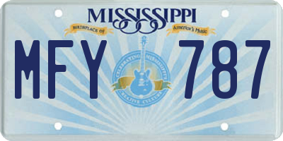 MS license plate MFY787