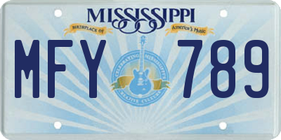 MS license plate MFY789