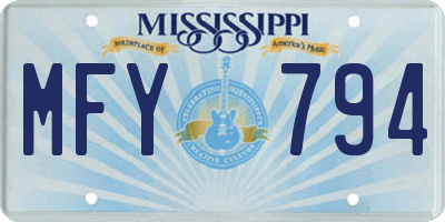 MS license plate MFY794