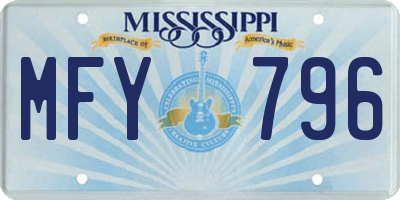 MS license plate MFY796