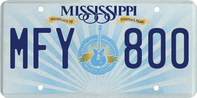 MS license plate MFY800
