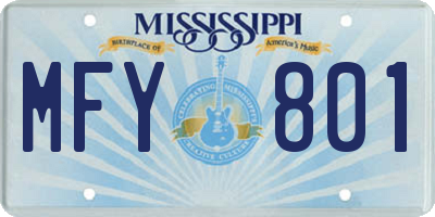 MS license plate MFY801