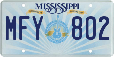 MS license plate MFY802