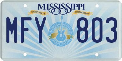 MS license plate MFY803
