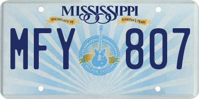 MS license plate MFY807