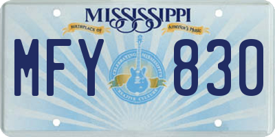 MS license plate MFY830