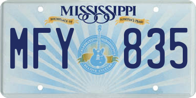 MS license plate MFY835