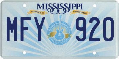 MS license plate MFY920