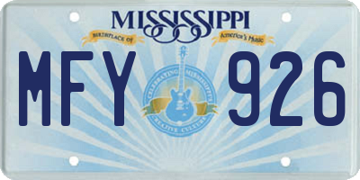 MS license plate MFY926
