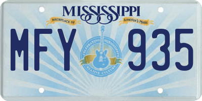 MS license plate MFY935