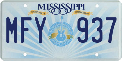 MS license plate MFY937