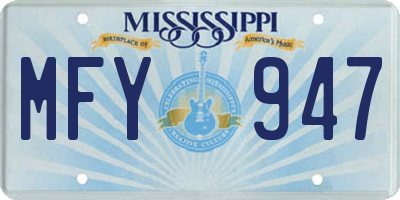 MS license plate MFY947