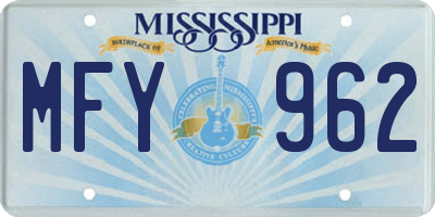 MS license plate MFY962
