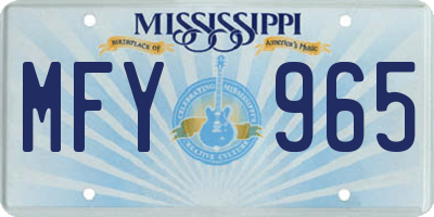 MS license plate MFY965