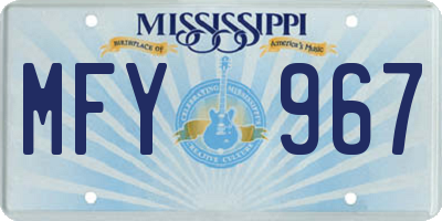 MS license plate MFY967