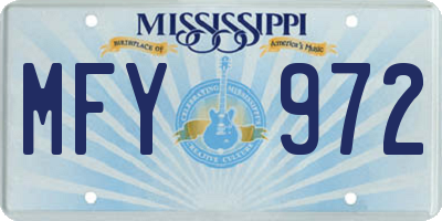 MS license plate MFY972