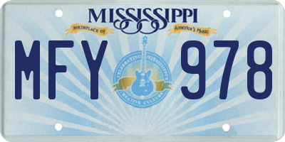 MS license plate MFY978