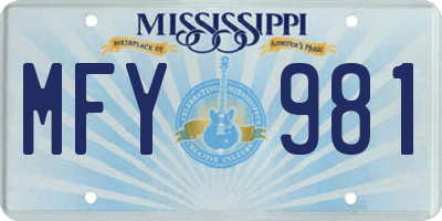 MS license plate MFY981