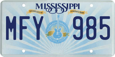 MS license plate MFY985