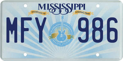 MS license plate MFY986