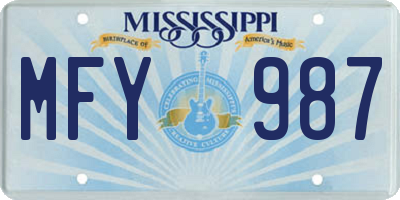 MS license plate MFY987