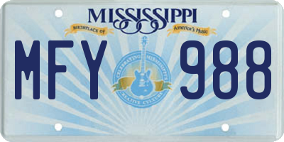 MS license plate MFY988