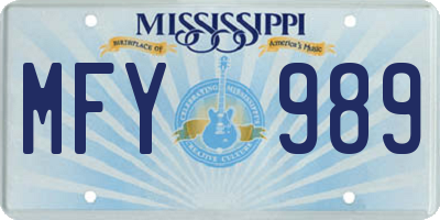 MS license plate MFY989