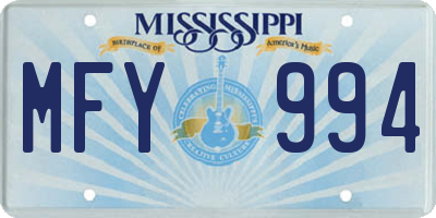 MS license plate MFY994
