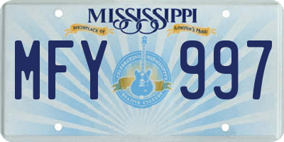 MS license plate MFY997