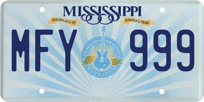 MS license plate MFY999