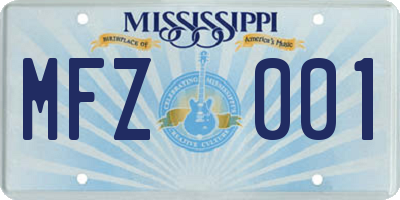 MS license plate MFZ001