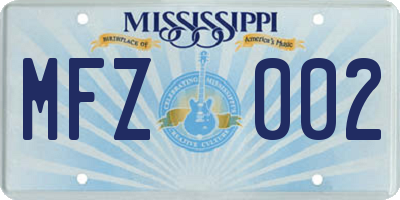 MS license plate MFZ002