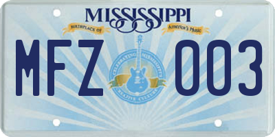 MS license plate MFZ003